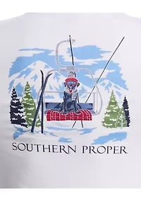 Long Sleeve Ski Dog Graphic T-Shirt