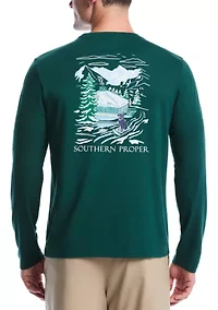 Long Sleeve Ski Lodge Graphic T-Shirt