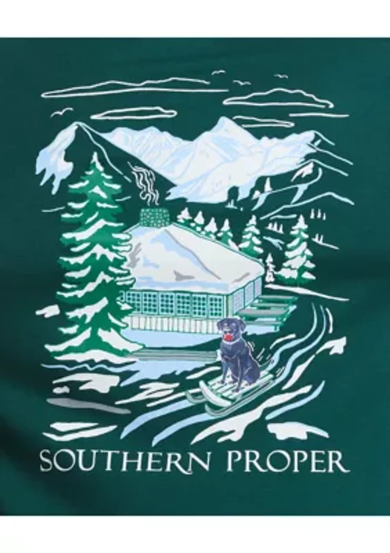 Long Sleeve Ski Lodge Graphic T-Shirt