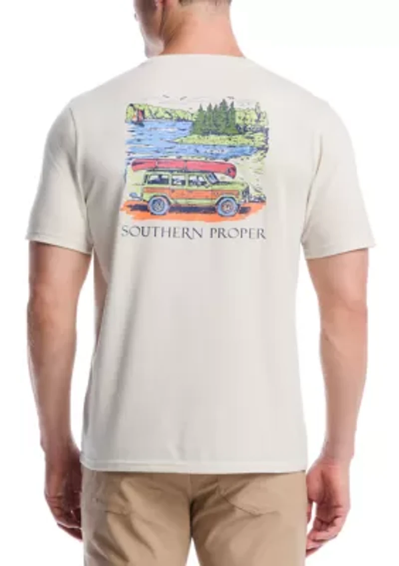 Short Sleeve Canoeing Graphic T-Shirt