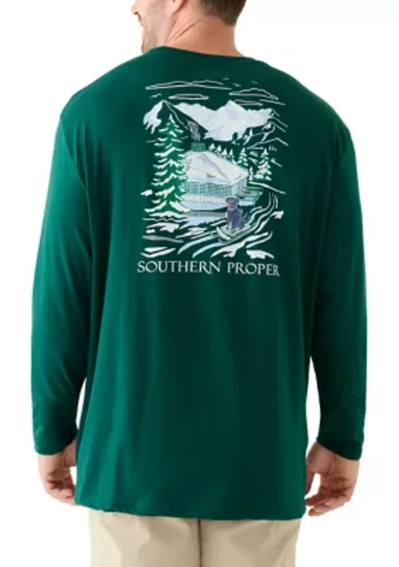 Big & Tall Graphic Long Sleeve Ski Lodge T-Shirt