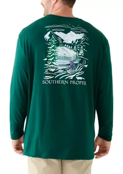 Big & Tall Graphic Long Sleeve Ski Lodge T-Shirt