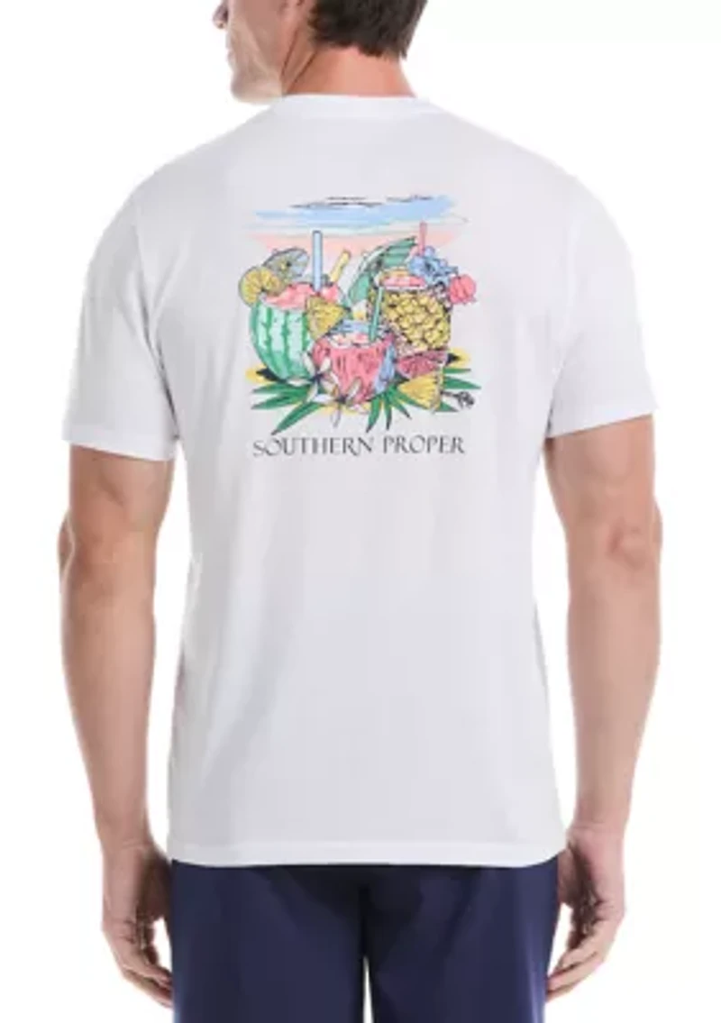Short Sleeve Tropical Drink Graphic T-Shirt