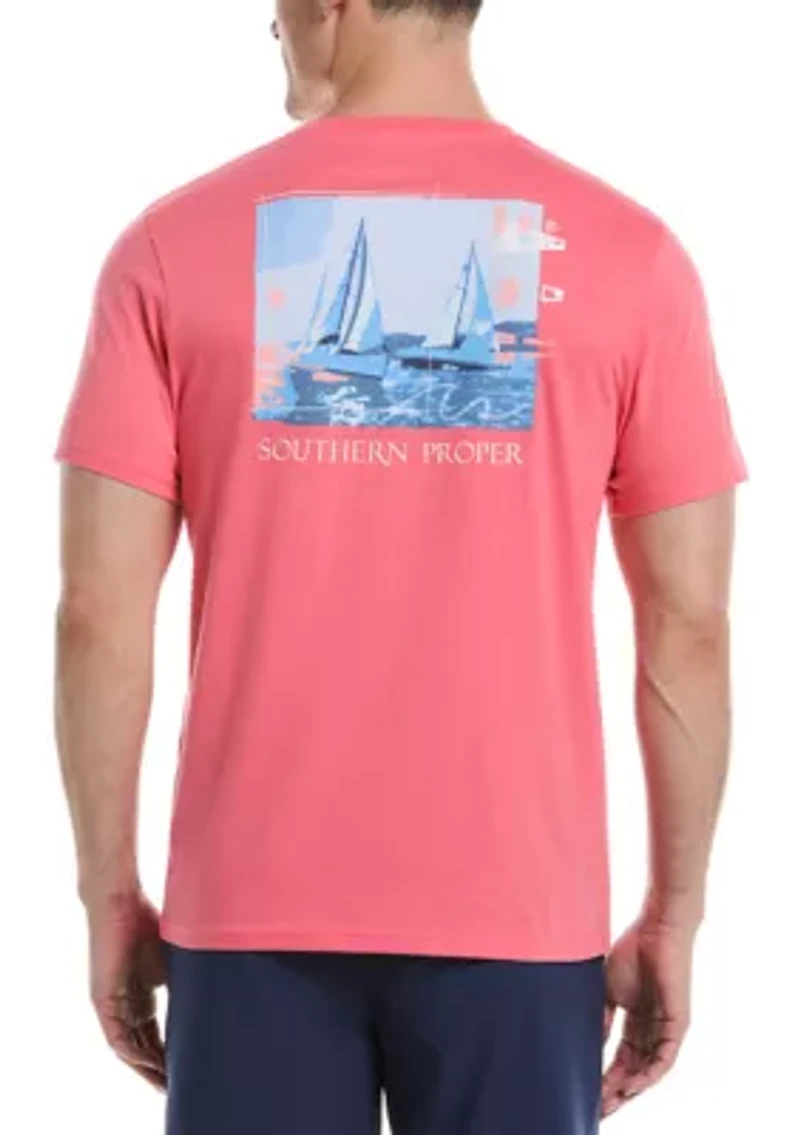 Short Sleeve Sailboat Graphic T-Shirt