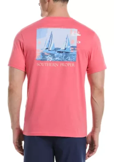 Short Sleeve Sailboat Graphic T-Shirt