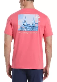 Short Sleeve Sailboat Graphic T-Shirt