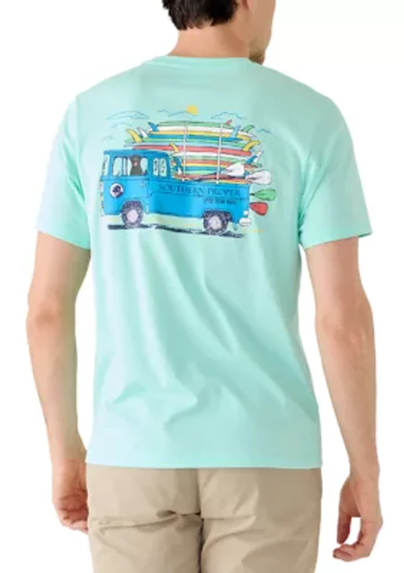 Men's Short Sleeve Surfboard Truck Graphic T-Shirt
