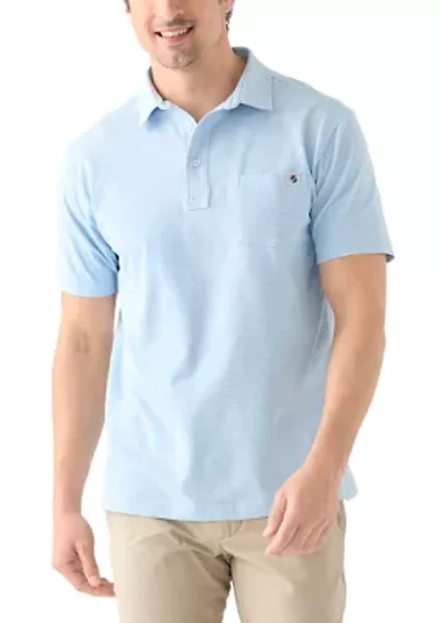 Short Sleeve Fine Line Stripe Pocket Polo Shirt