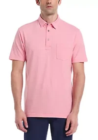 Short Sleeve Fine Line Stripe Pocket Polo Shirt