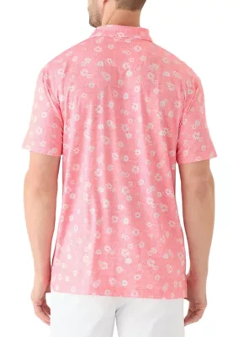 Short Sleeve Floral Print Polo Shirt