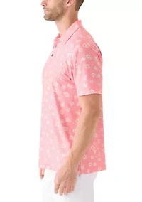Short Sleeve Floral Print Polo Shirt