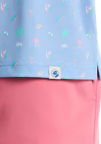 Short Sleeve Beach Micro Print Polo Shirt