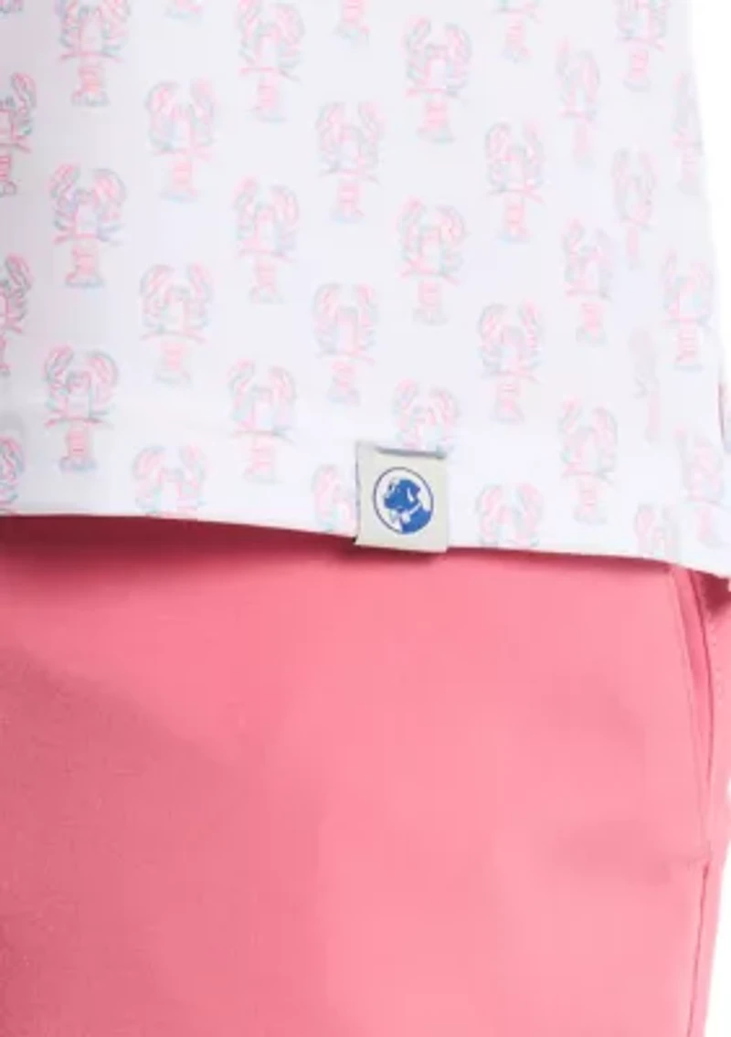 Short Sleeve Lobster Print Polo Shirt