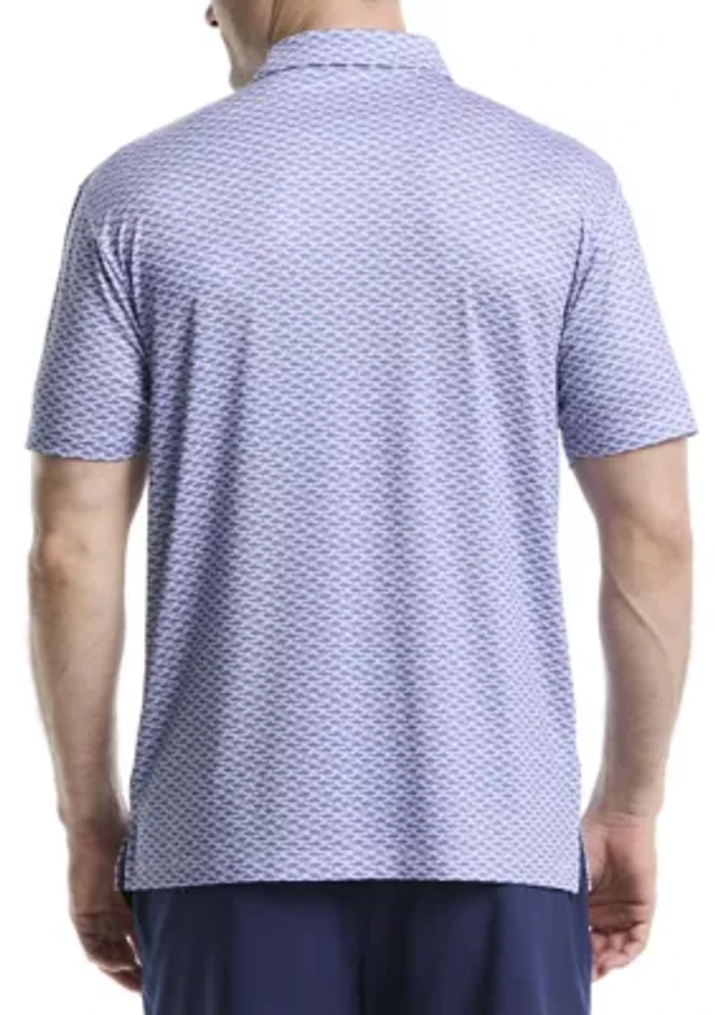 Big & Tall Orchid Bloom Shark Printed Polo Shirt