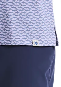 Big & Tall Orchid Bloom Shark Printed Polo Shirt