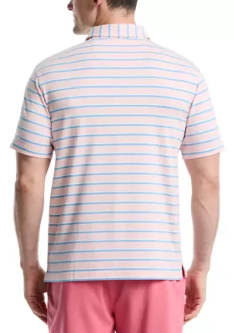 Short Sleeve Two Tone Stripe Polo Shirt