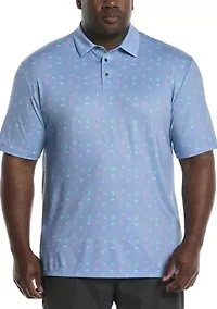 Big & Tall Short Sleeve Beach Micro Print Polo Shirt