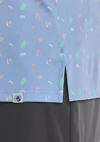 Big & Tall Short Sleeve Beach Micro Print Polo Shirt