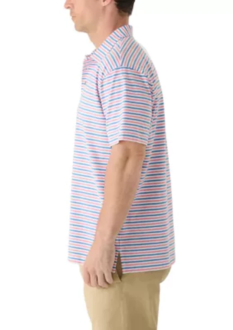 Men's Short Sleeve Striped Polo Shirt