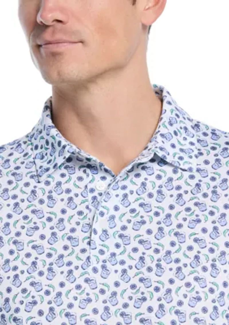 Men's Spicy Drink Print Polo Shirt