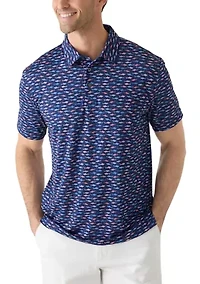 Men's Shark Print Polo Shirt