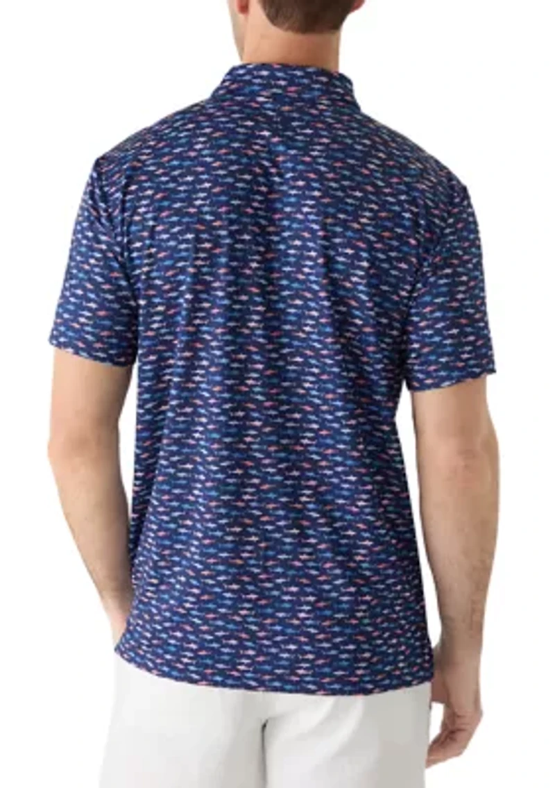 Men's Shark Print Polo Shirt