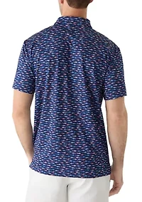 Men's Shark Print Polo Shirt