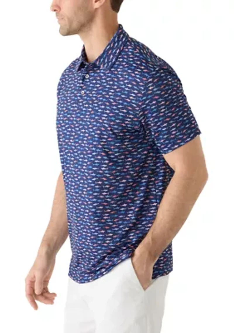 Men's Shark Print Polo Shirt