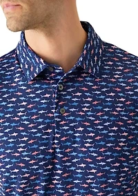 Men's Shark Print Polo Shirt