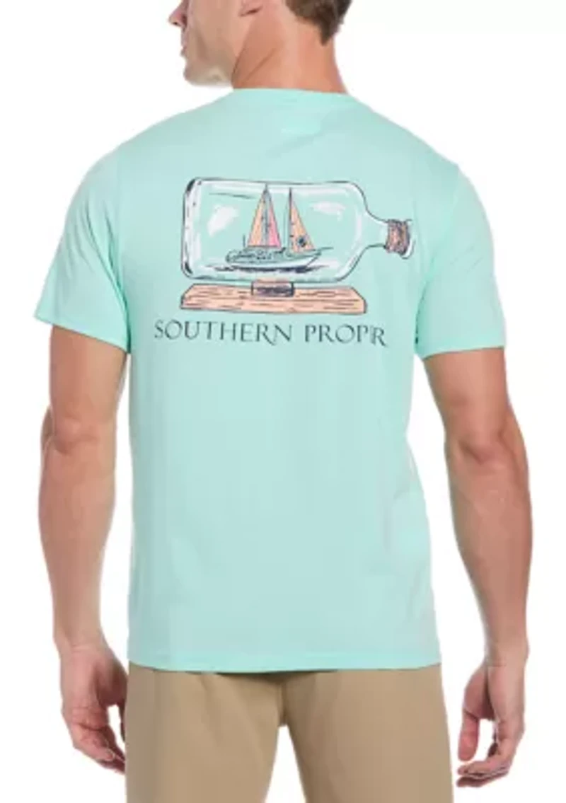 Men's Short Sleeve Boat a Bottle Graphic T-Shirt