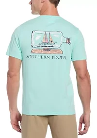 Men's Short Sleeve Boat a Bottle Graphic T-Shirt