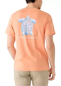 Men's Short Sleeve Painterly Turtle Graphic T-Shirt