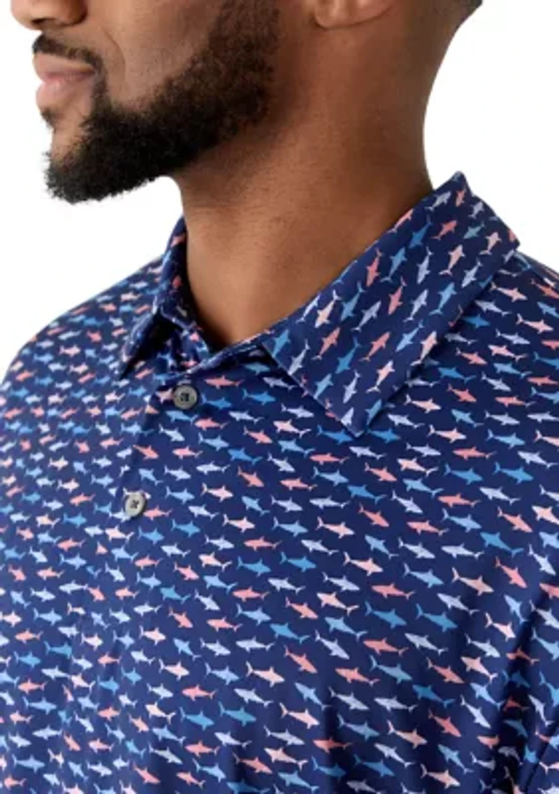 Big & Tall Shark Printed Polo Shirt