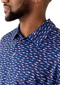 Big & Tall Shark Printed Polo Shirt
