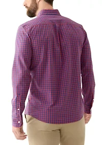 Long Sleeve Gingham Plaid Woven Shirt