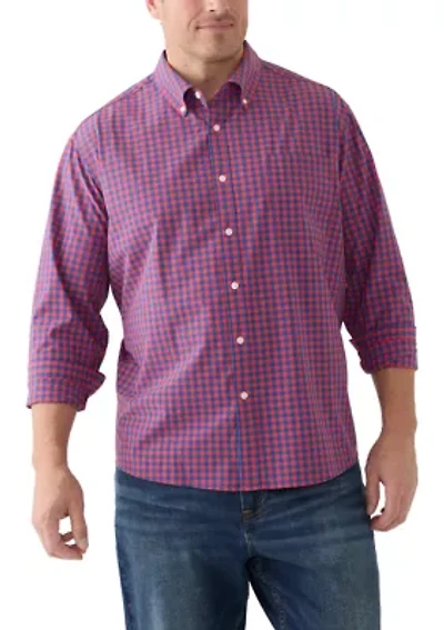 Big & Tall Long Sleeve Gingham Plaid Shirt