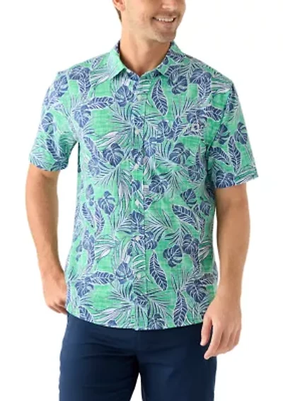 Short Sleeve Tropical Woven Floral Polo Shirt