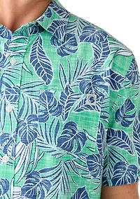 Short Sleeve Tropical Woven Floral Polo Shirt