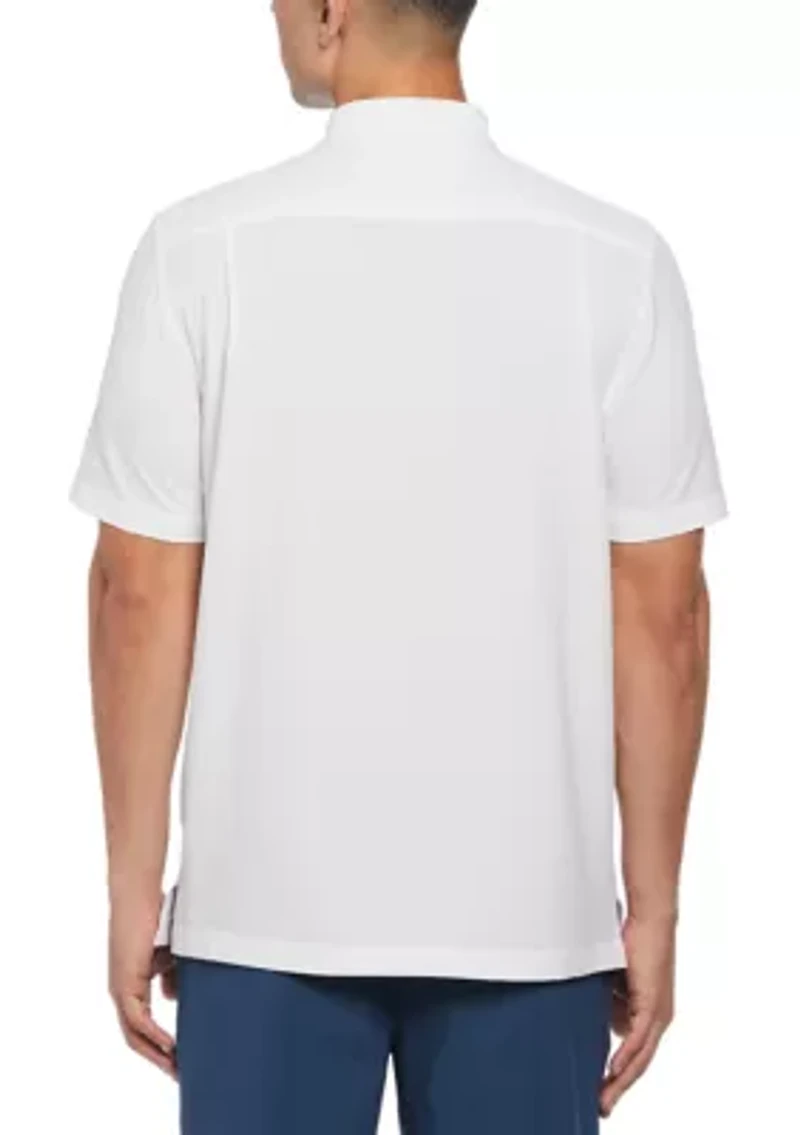 Short Sleeve Seersucker Solid Textured Shirt