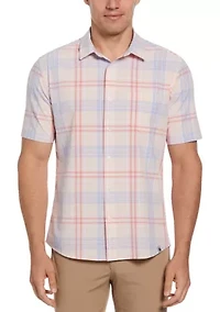 Short Sleeve Madras Plaid Woven Shirt