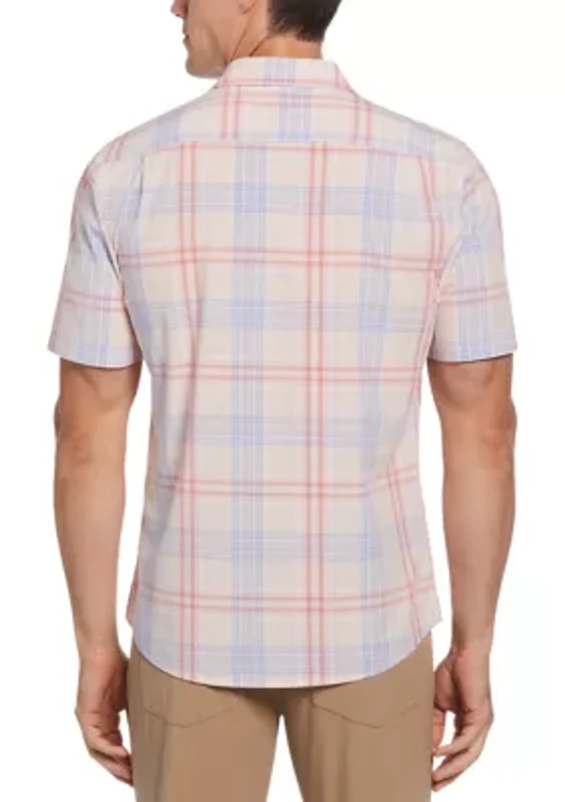 Short Sleeve Madras Plaid Woven Shirt