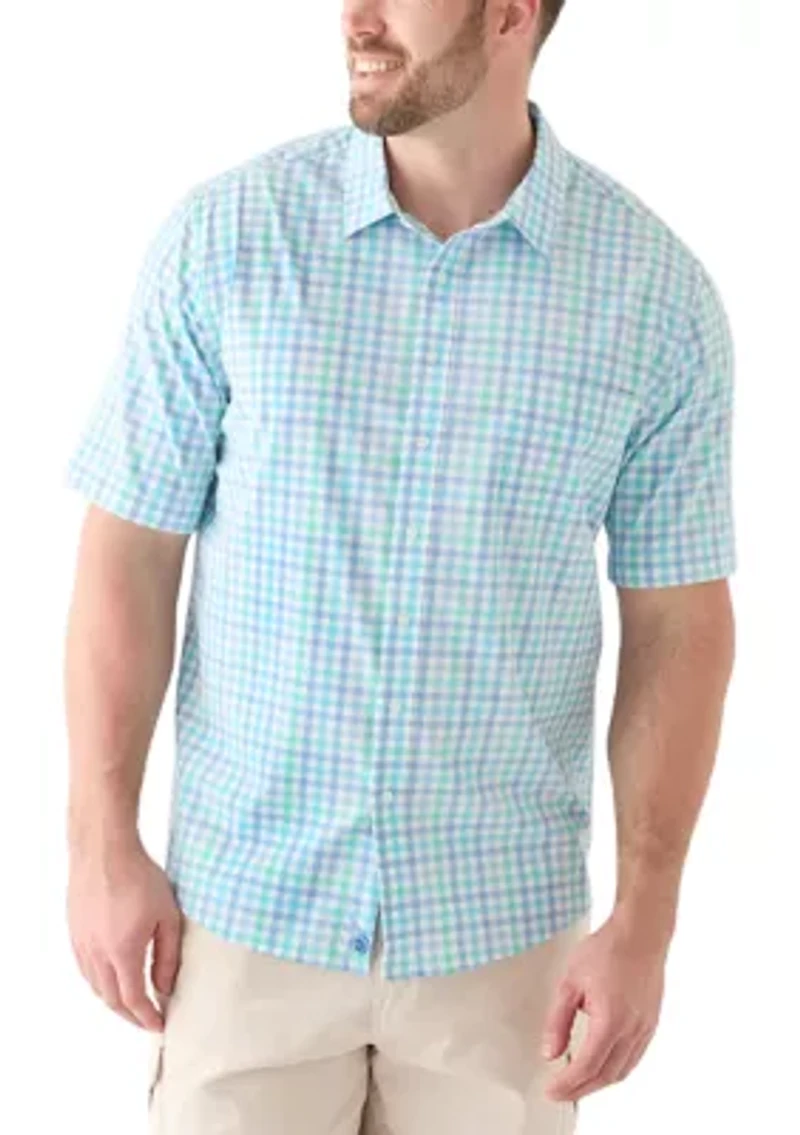 Big & Tall Short Sleeve Multi Gingham Woven Plaid Shirt