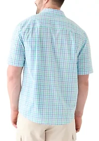 Big & Tall Short Sleeve Multi Gingham Woven Plaid Shirt