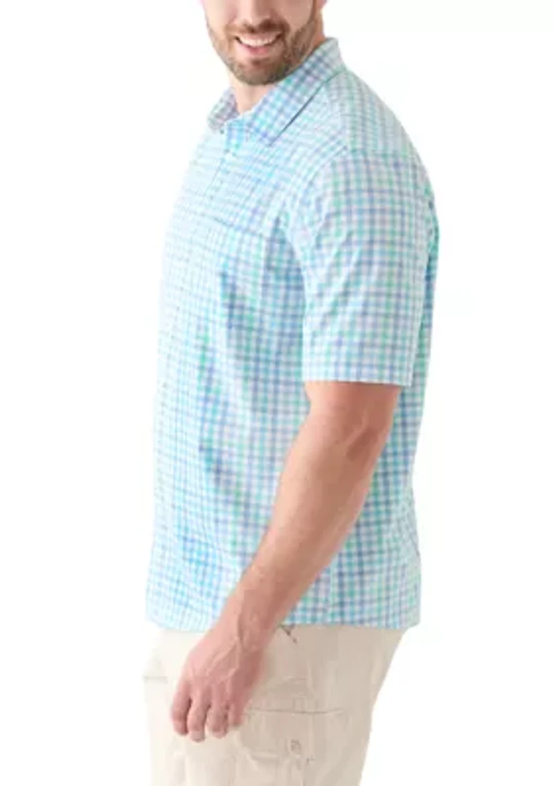 Big & Tall Short Sleeve Multi Gingham Woven Plaid Shirt
