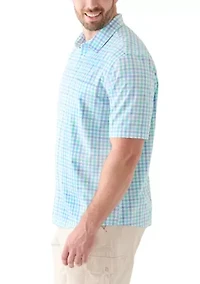 Big & Tall Short Sleeve Multi Gingham Woven Plaid Shirt