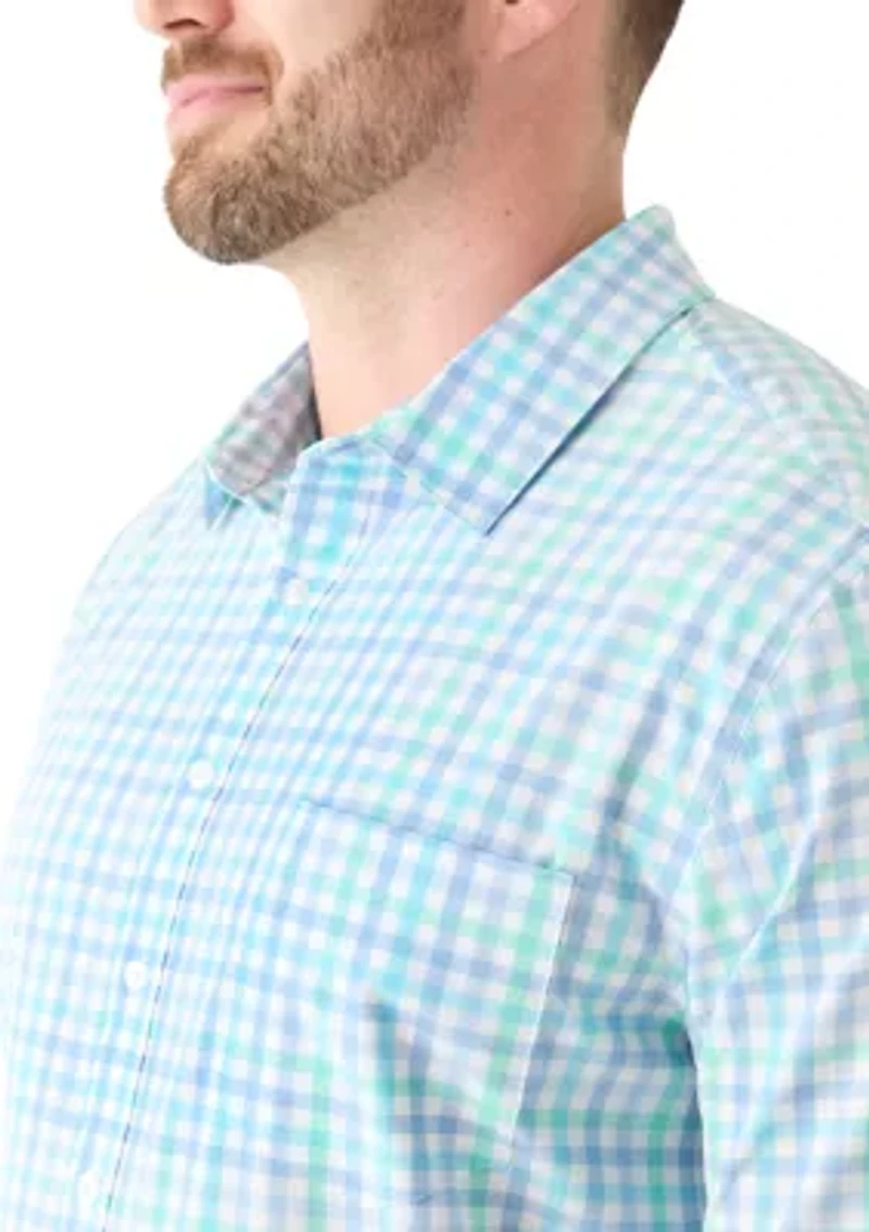 Big & Tall Short Sleeve Multi Gingham Woven Plaid Shirt
