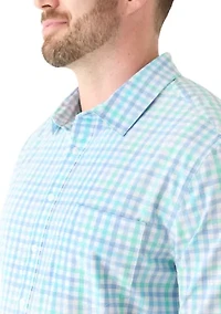 Big & Tall Short Sleeve Multi Gingham Woven Plaid Shirt
