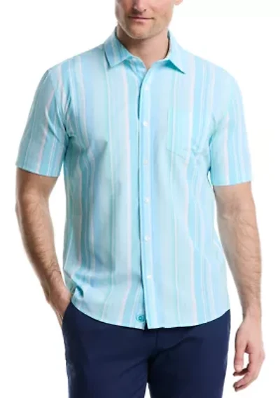 Short Sleeve Woven Irregular Stripe Shirt