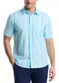 Short Sleeve Woven Irregular Stripe Shirt
