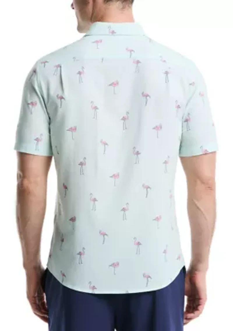 Men's Printed Flamingo Seersucker Shirt